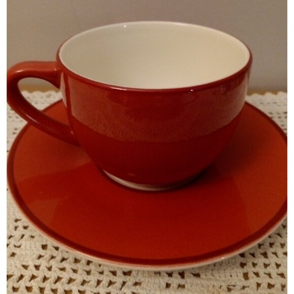 Pagnossin Ironstone Treviso Coffee Cup Saucer Rust Made In Italy Coffee Set - Picture 1 of 10